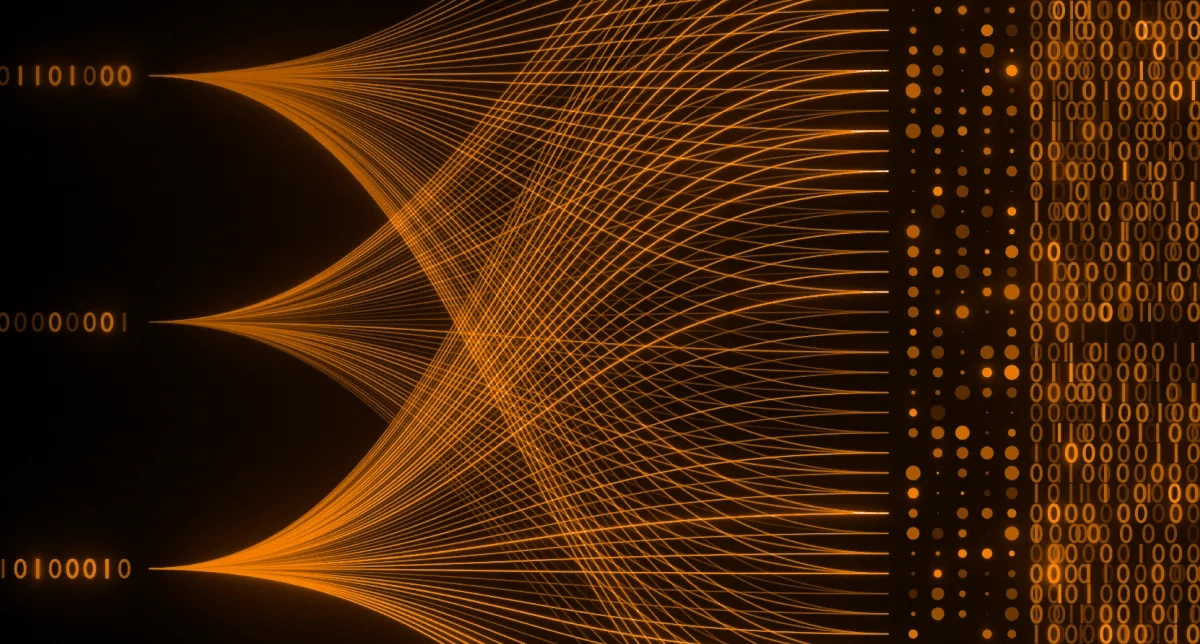 Abstract visualization of AI systems and data flows